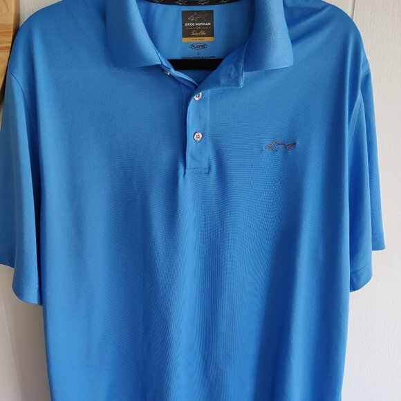 Greg Norman for Tesso Elba Polo Golf Shirt 97% Polyester 3% Spandex Sz L - Picture 1 of 6